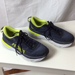 Hoka Bondi 7  Black and Yellow Athletic Shoes